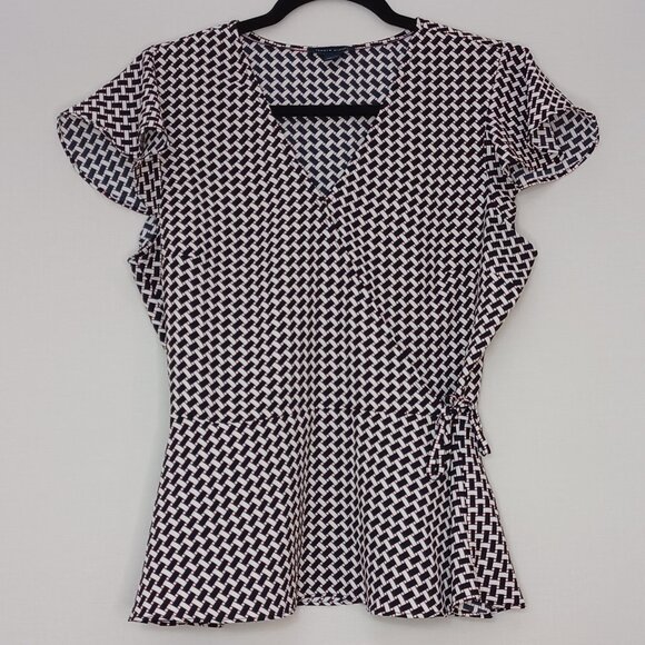 Tommy Hilfiger Tops - Women's Tommy Hilfiger Black/White/Red Side Tie Blouse Size Medium